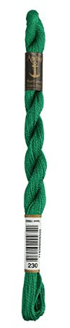 Anchor 4585000-00230 Stickgarne, 100% Baumwolle, phosphorgrün dunkel, Stärke 5, 21m, 7 Gramm
