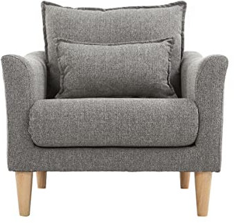Miliboo Design-Sessel Stoff Grau und Eiche Kate