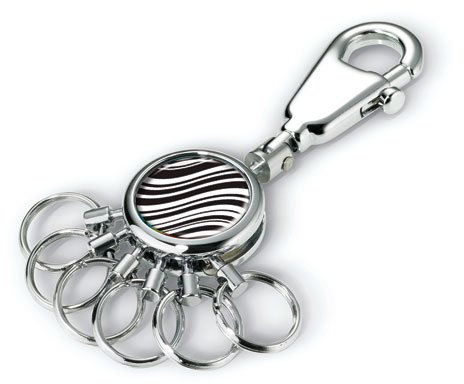 TROIKA PATENT Black & White SCHLÜSSELHALTER – #KYR01-A022 – rund, glänzend – Schlüsselanhänger - Karabiner – 6 ausklinkbare Ringe - Schlüsselorganisation – edles Design - TROIKA-Original