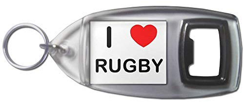 BadgeBeast.co.uk I Love Heart Rugby - Porte-clés en plastique ouvre-bouteille