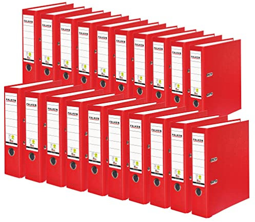 Original Falken 20er Pack PP-Color Kunststoff-Ordner. Made in Germany. 8 cm breit DIN A4 rot Ringordner Vegan Aktenordner Briefordner Büroordner Plastikordner Schlitzordner