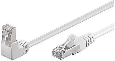 Goobay 94183 CAT 5e Câble de Liaison 1x 90° Coudé, F/UTP, Blanc, 10 m Longueur
