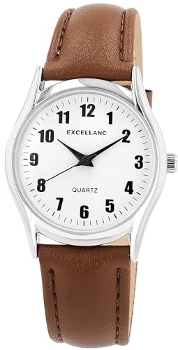 Excellanc Herren Armbanduhr aus Kunstleder in Braun, in Einer Länge von 24 cm, Klassisches Design für jeden Mann