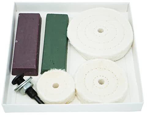 Dapetz ® 6 PCS Car Buffing Polishing Wheel with 2 Colors Polishing Compounds Set, Cotton Buffing Wheels 50mm, 75mm, 100mm, and 1/4 Shank Buffing Polishing Kit for Metal Wood Plastic Ceramic Glass