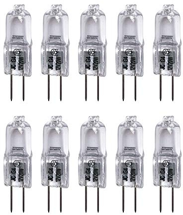 Vstar G4 12V 20W Bulb JC Type Bi-Pin Light,Clear, G4 Bi-pin Base Lamp(20W 10Pack)