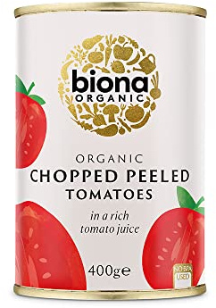 Biona Organic Chopped Tomatoes 400g, Pack of 12 | Sun Ripened Italian Tomatoes, In Rich Tomato Juice, No Added Sugar, BPA Free Can, Ideal for Pasta, Stews and Sauces
