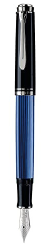 Pelikan Füllhalter Souverän 805, Schwarz-Blau, Feder M (mittel), hochwertiger Kolbenfüller im Geschenk-Etui, 933630