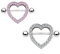 Paula & Fritz® Brustwarzen-Piercing Brustpiercing Frau Maenner Intimpiercing Mann Nippelpiercing Herz Silber Roségold Rand Zirkonia Clear Pink Edelstahl Chirurgenstahl 316L KQ-0011_2er