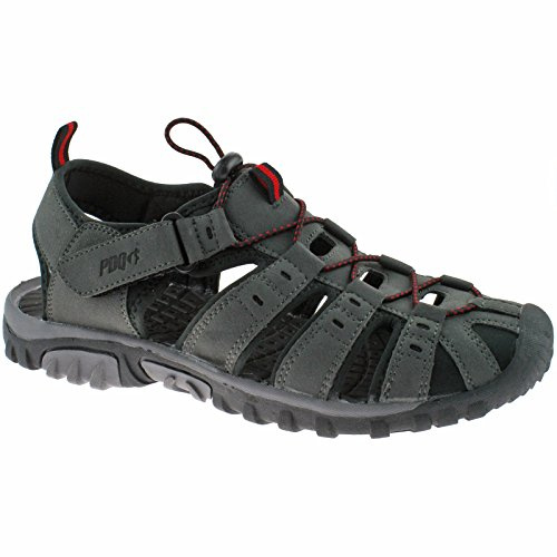 PDQ Boys' Hiking Sandals with Velcro Fastening, gray, 11 UK