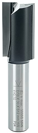 ENT 10554 Fresa ranuradora, en carburo, vástago (S) de 12 mm, diámetro (D) de 18 mm, longitud de corte (NL) de 30 mm, longitud del vástago (SL) de 40 mm, longitud total (GL) de 70 mm