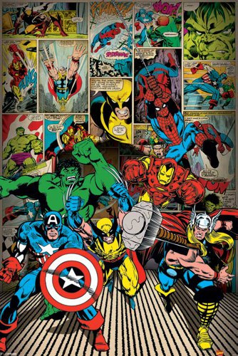 Empire Poster de Porte – Les Héros de Marvel Cadre en Plastique - Noir