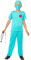Smiffys Chirurg Kostüm, Blau, Oberteil, Hose, Mütze, Maske und Stethoskop