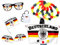 9-teiliges Fanset Deutschland Fanpaket WM Fanartikel - Fahne: 90 cm x 150 cm, Autospiegelüberzüge, Autofahne, Rassel - Lochbrille und Hawaiiketten FP-03 von Alsino