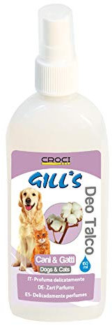 Croci Gill's - Profumo deodorante per cani e gatti al talco, deodorante spray per il pelo degli animali, 150ml