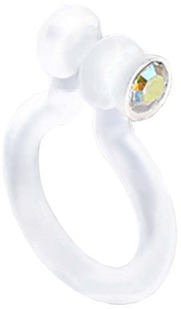 Piercingfaktor Universal Fake Piercing Bioflex Septum auch für Tragus Helix Ohr Nase Lippe Brust Intim - Klemmring mit Kristall Rainbow