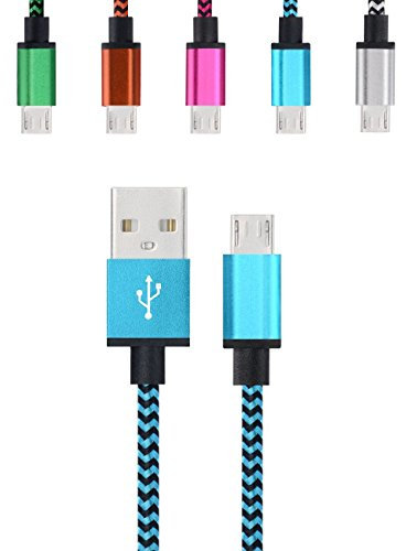 KUYIA - Cable USB, trenzado, 1 m de USB 2.0 A a Micro B, sincronización de datos, cable de carga, resistente tejido de nailon de audio, para Samsung Galaxy S3, S4, S5, S6 Edge, Note, Tab, Sony, Nokia, LG, Google, Xbox, PS4, color verde