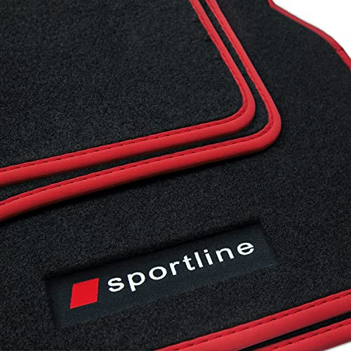 teileplus24 PV103 Fußmatten Gummimatten Sportline Design kompatibel mit Audi A4 B8 8K Avant Limo 2008-2015, Bandeinfassung:Rot