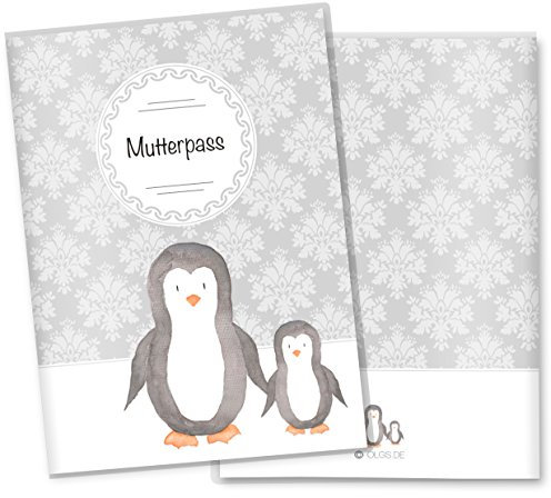 OLGS Mutterpasshülle Black & White Pinguin - 3-teilige Kunststoff Schutzhülle, deutsche Mutterpass, nicht personalisiert