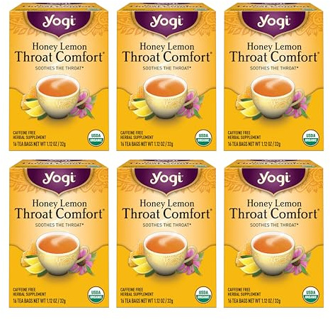 Yogi Tea - Honey Lemon Throat Comfort (6 Pack) - Soothes the Throat - 96 Tea Bags