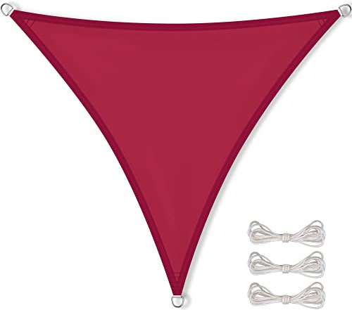 CelinaSun Sonnensegel wasserdicht inkl Befestigungsseile Premium PES wasserabweisend imprägniert Dreieck gleichseitig 3,6 x 3,6 x 3,6 m rot