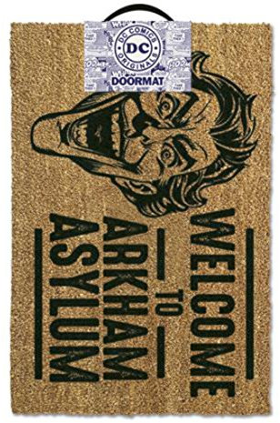 DC Comics Batman The Joker Welcome To Arkham Asylum Door Mat, Polyurethane, Brown, 60 x 40 x 1.5 cm