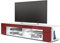 Vladon Buffet Bas Movie, Meuble TV avec 4 Compartiments Ouverts et placages décoratifs, Blanc Mat/Bordeaux Haute Brillance, éclairage LED Blanc Inclus (134 x 29 x 39 cm)