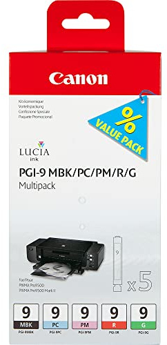 Canon PGI-9 M BKPCPMRG - 1033B013 - 1 x Red,1 x Green,1 x matte Black,1 x Photo Cyan,1 x Photo Magenta - Ink tank - For PIXMA Pro9500,Pro9500 Mark II