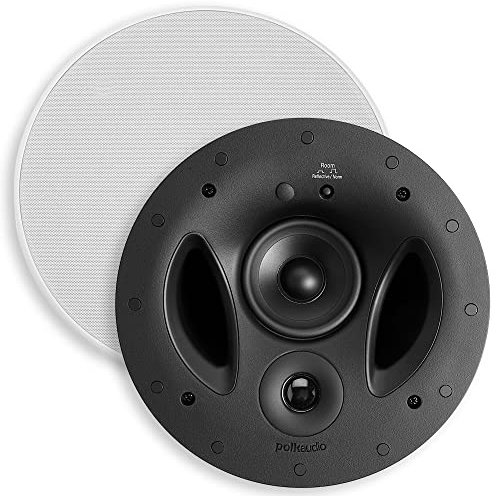 Polk Audio 90-RT 3-Way In-Ceiling Speaker - The Vanishing Series, Perfect for Mains, Rear or Side Surrounds, Paintable Wafer-Thin Sheer Grille, Dual Band-Pass Bass Ports for Low Frequencies