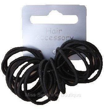 20 Girls Black Very Small Thin Hair Elastics Bands 9924