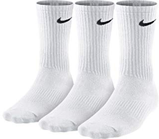 Nike - Lightweight Crew - Chaussettes - Mixte Adulte - Blanc (Blanc/Noir) - EU: 34–38 (Taille Fabricant : S) , Lot de 3