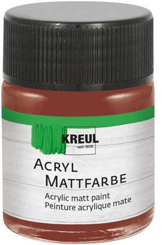 KREUL 75536 - Acryl Mattfarbe, rehbraun im 50 ml Glas, cremig deckende, schnelltrocknende Farbe auf Wasserbasis, für viele verschiedene Untergründe geeignet