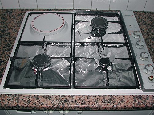 MSV Schutzfolie für Gasherd 16 Stück aus Aluminium, Silber, 26x26x1 cm, Einheiten, PVC