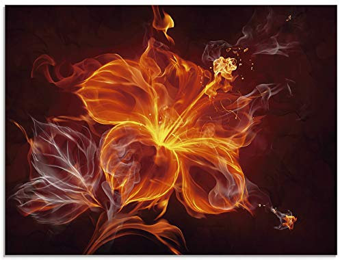 ARTland Wanddeko Glasbilder Wandbild Glas Bild einteilig 80x60 cm Querformat Blumen Feuerblume Feuer Flammen Abstrakte Kunst T9PP