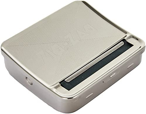 OCB Zig-ZAG Rolling Box perfekte Zigaretten Drehmaschine, Chrom, Silber, 8 x 8 x 2 cm