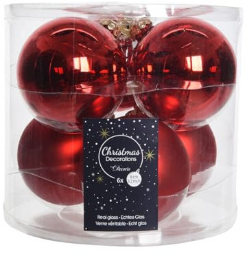 Kaemingk Decoris Weihnachtskugel aus Glas, Rot, 8 cm