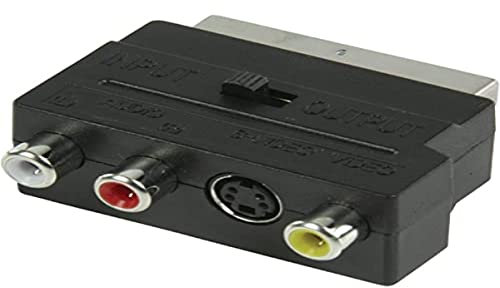 Valueline Adaptateur vidéo commutable avec fiche Péritel mâle vers 3 connecteurs RCA Femelles/S-Vidéo - Noir