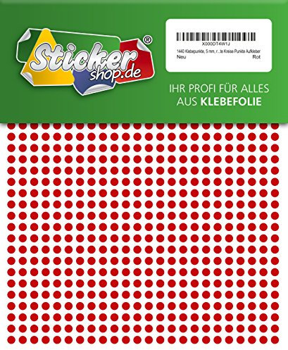 1440 Klebepunkte, 5 mm, rot, aus PVC Folie, wetterfest, Markierungspunkte Kreise Punkte Aufkleber