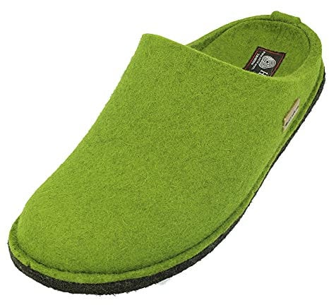 HAFLINGER Flair Soft Filzpantoffeln aus Wollfilz Hausschuh Grasgrün, Gr. 47