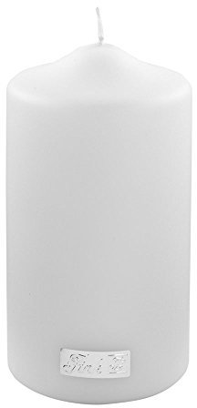 Fink - Candle/Stumpenkerze/Kerze - metallic weiß - getaucht - Höhe 15 cm - Ø 8 cm