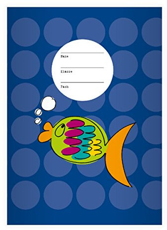 Kartenkaufrausch 2 Nette Goldfisch DIN A4 Schulhefte, Schreibhefte auf Punkten auf blau Lineatur 20 (blanko Heft)