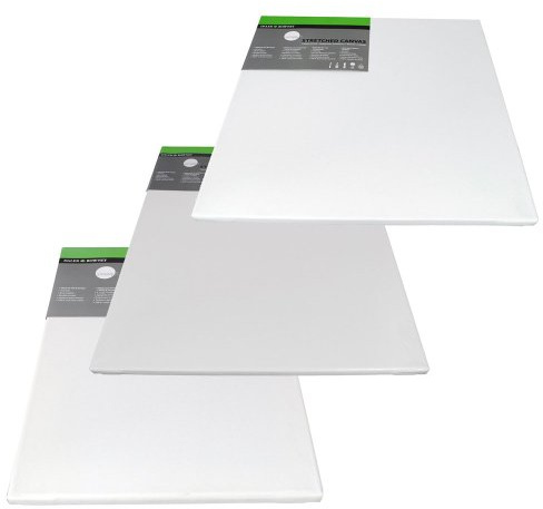 Daler-Rowney Simply Stretched Canvas, Medium Grain, 250 gsm, 16mm Deep, 16 x 20in - 40 x 50 cm, White, 3 Pack