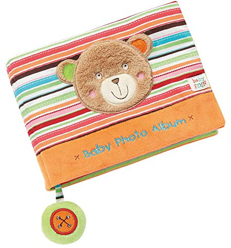 Fehn 091410 Fotobuch Teddy – Weiches Soft-Bilderbuch für 6 Fotos á 10x15 cm – Spielerisch Gesichter merken und Namen lernen für Babys und Kleinkinder ab 0+ Monaten – Maße: 20x15cm