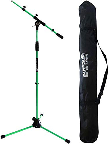 keepdrum MS106 Mikrofonständer Mikrofonstativ mit Galgen u. Metall-Sockel + Tragetasche SB-03 (Grün)