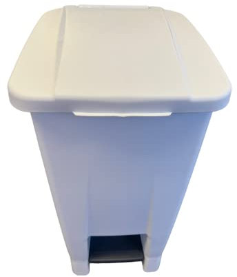 Chabrias Ltd 60 Litre White Step On Pedal Bin for Schools, Medical, and Waste Management Nestable Plastic Bin with Wheels and Handle