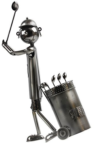 Porte Bouteille de vin Moderne Bouteille Stand Golfeur métal en Argent Hauteur 53 cm