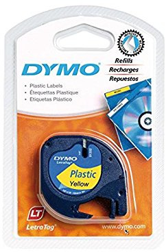 Dymo 3 Stück Kassetten Band LetraTag Polyester 12 mm x 4 m schwarz auf gelb