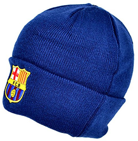 Unisex Beanie / Mütze / Strickmütze mit FC Barcelona Logo (Einheitsgröße) (Marineblau)