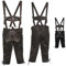 German Wear Jungen Kniebundhosen Leder Trachtenhose mit Hosenträgern, Farbe:Dunkelbraun, Größe:158