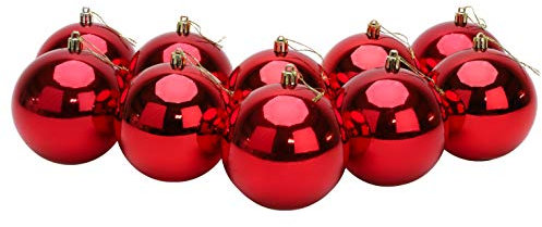 Toyland® 10 palline di Natale extra larghe, 100 mm, colore: rosso