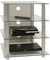 VCM HiFi Möbel | Rack Schrank Phono Regal | Alusäulen Glasböden | Maße H. 70 x B. 59 x T. 49 cm | Phono Mediaregal - Blados Klarglas